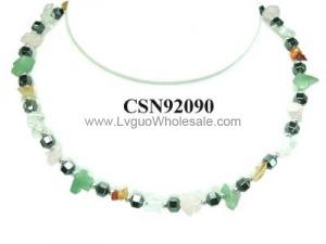 Assorted Colored Semi precious Stone Beads Hematite Beads Stone Chain Choker Fashion Women Necklace